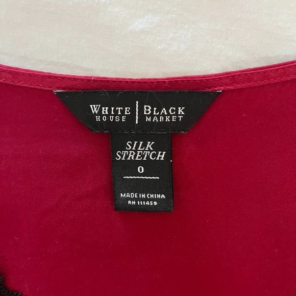 WHBM Womens Red Silk Blouse Sz 0 Y2K Dark Romatic Whimsigoth - Picture 4 of 7